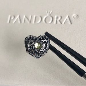 Pandora Peridot Heart August Birthstone Charm